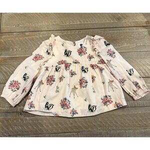 Baby Gap Disney Bambi Pink Floral‎ Long Sleeve Top – Size 18–24 Months